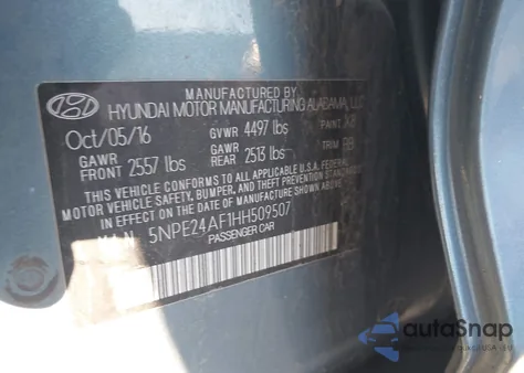 2017 Hyundai Sonata from USA, damaged, VIN 5NPE24AF1HH509507